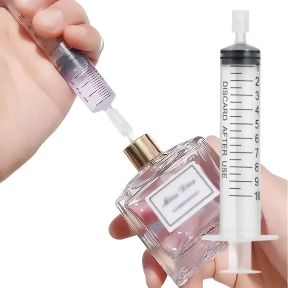 3pcs 10ml Syringe Plastic Perfume Dispenser Quantitative Distribution Cosmetics Perfume Nozzle Straight Draw Packaging Tool