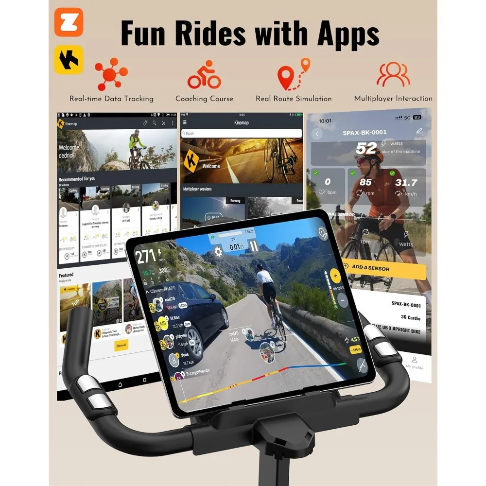 دراجة تمرين، دراجات ثابتة منخفضة الضوضاء للمنزل، وسادة فرامل قابلة للتعديل، دراجة ركوب الدراجات في الأماكن المغلقة بسعة 300 رطل، ثنائية تمرين مدمجة #3