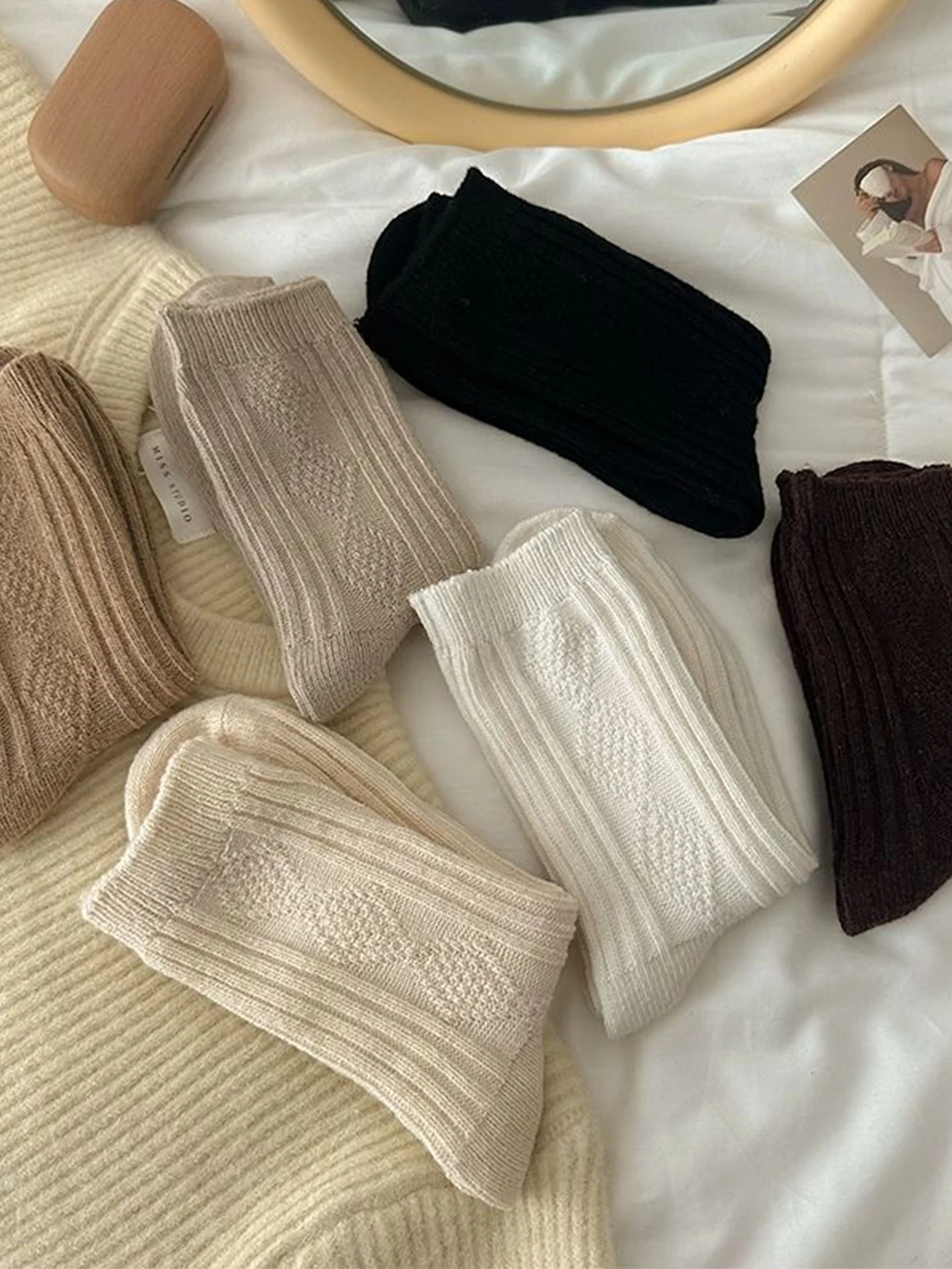 Осень-зима, теплые шерстяные кашемировые термобелье, высокие длинные чулки, женские домашние носки-тапочки, милые термояпонские однотонные чулки