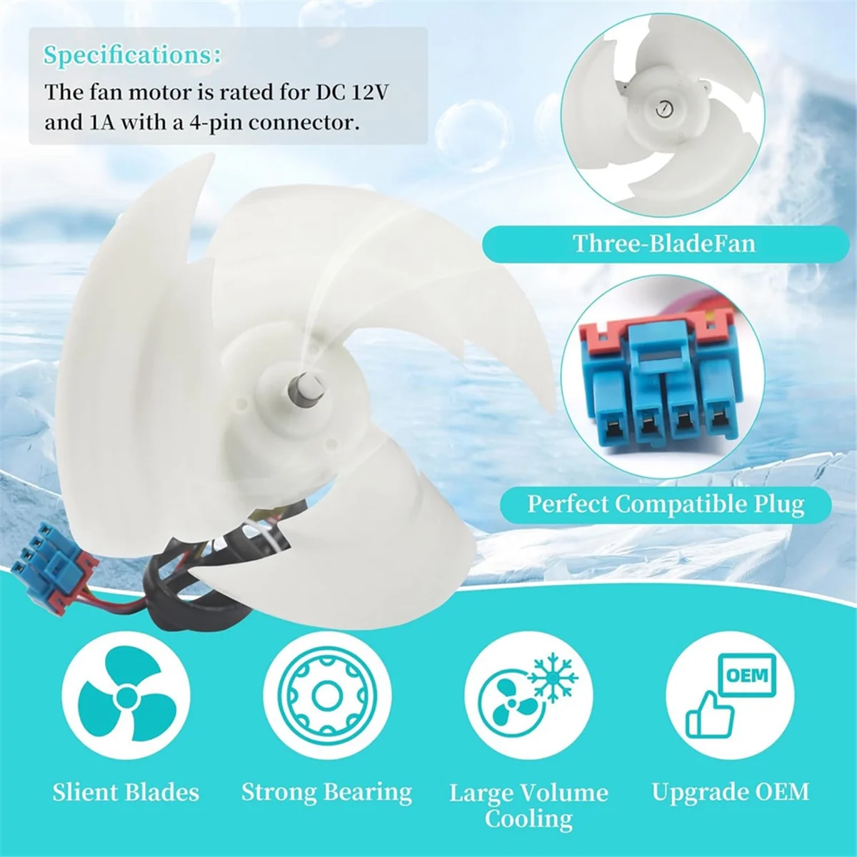 EAU 63103302   Il gruppo motore ventola condensatore frigorifero per sostituisce AP 6235485 4509126   Motore ventola frigorifero DC12V-T33C