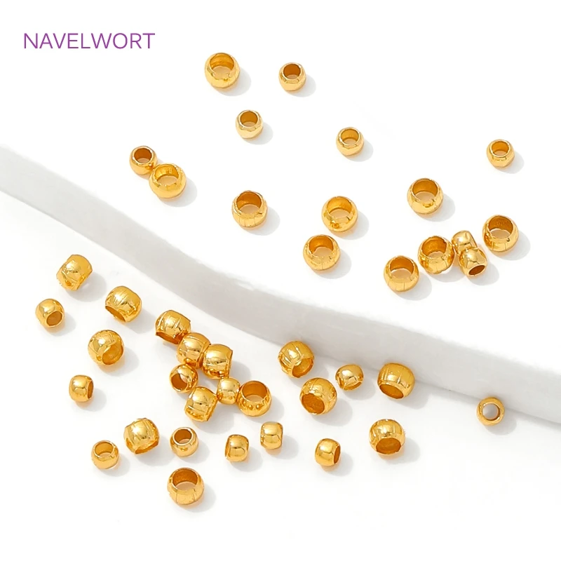 18K Gold Plated Brass Ball Crimp End Beads,2/2.5mm Stopper Spacer Beads,Crimp Beads For Jewelry,DIY Jewelry Making Accessories