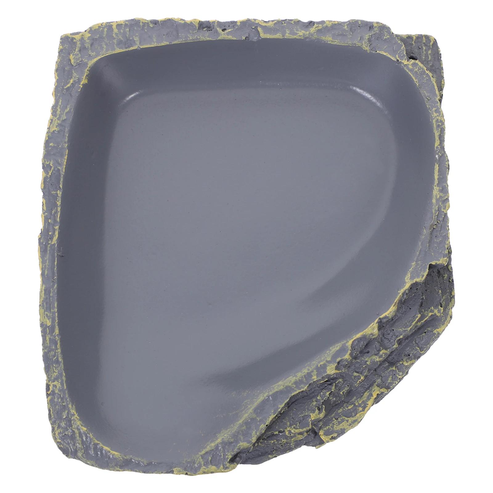 

1Pcs Reptile Feeding Bowl Premium Resin Material Safe Non Breakable Drinking Eating Plate for Lizard Gecko Tortoise Dark Grey