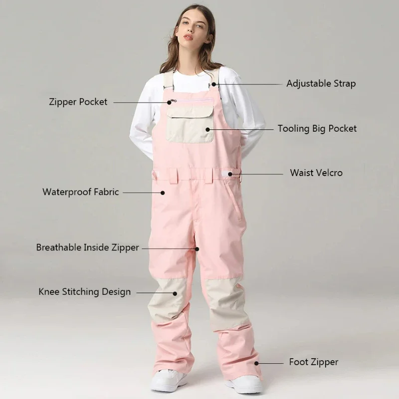 Skibroek Winter Nieuwe Eendelige Jumpsuit Dames Buitensport Snowboardbroek Heren Overalls 2025 Winddichte Waterdichte Sneeuwbroek