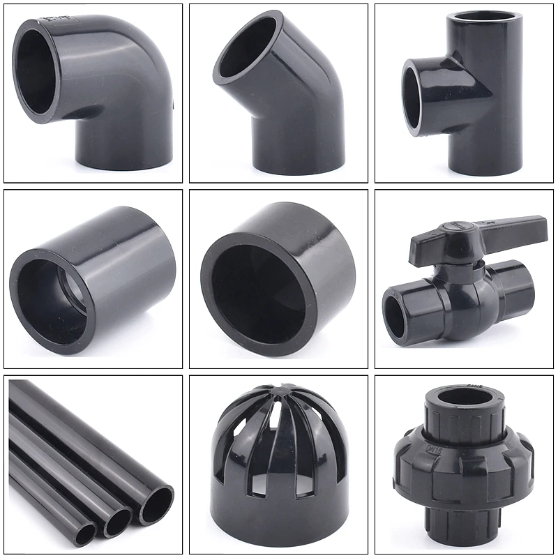 20-50mm Black UPVC Pipe Connector Aquarium Fish Tank Straight Elbow Tee Joints Home DIY Watering Accessories Planting Frame Tube