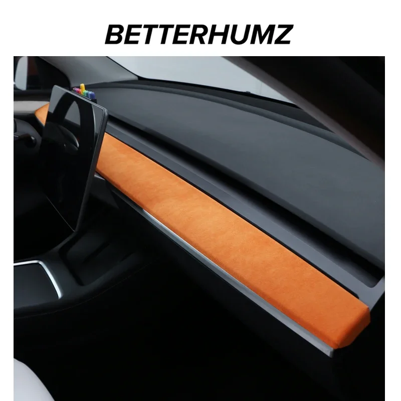 Made of Alcantara For Tesla Model 3 Model Y 2023-2019 Car Dashboard Cover Decorative Wrap Cap Protector Pad Innner Accessories