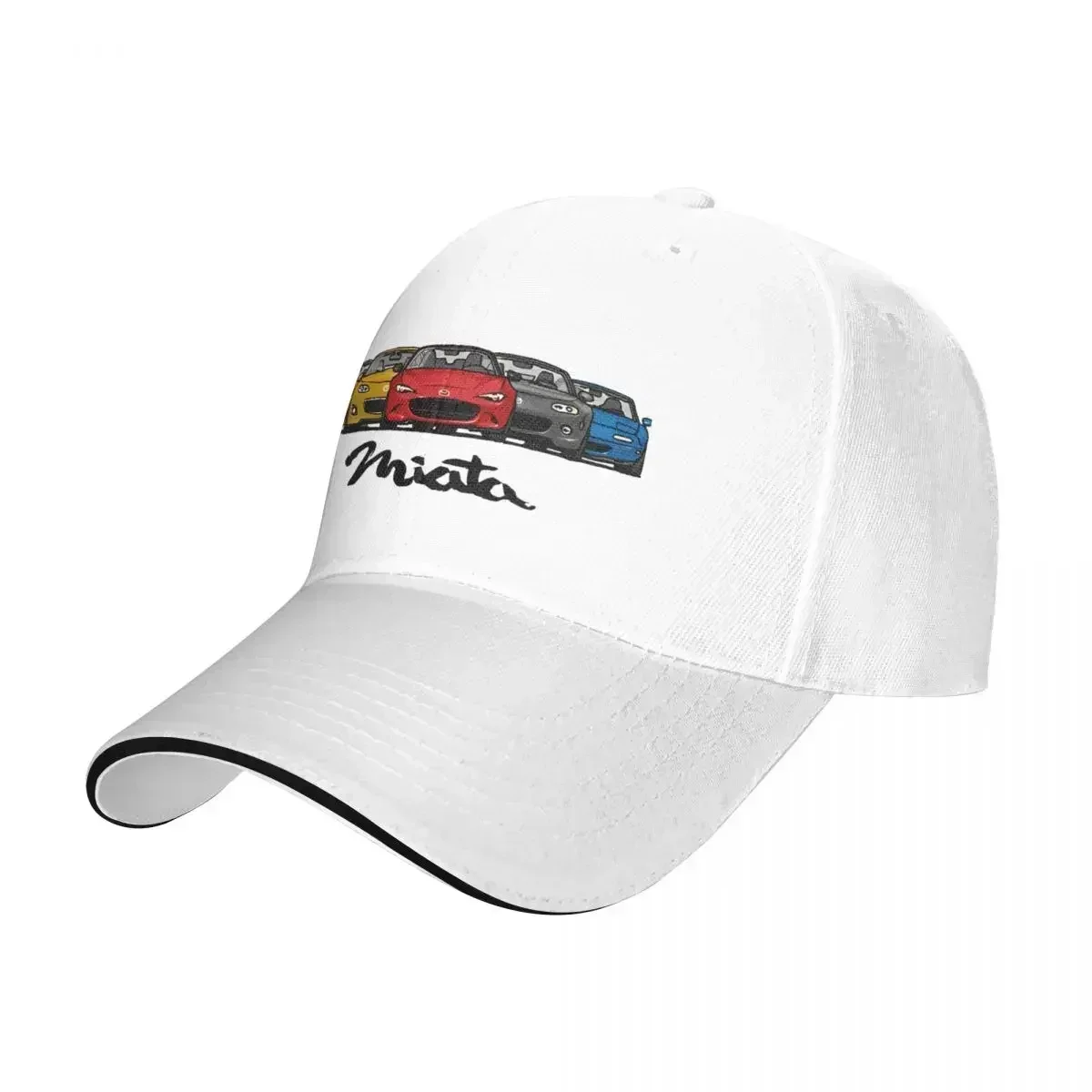 New Mazdaed MX5 Miata Generations Baseball Cap Hip Hop Roadster Sandwich Hat Unisex Adjustable Dad Travel Gift