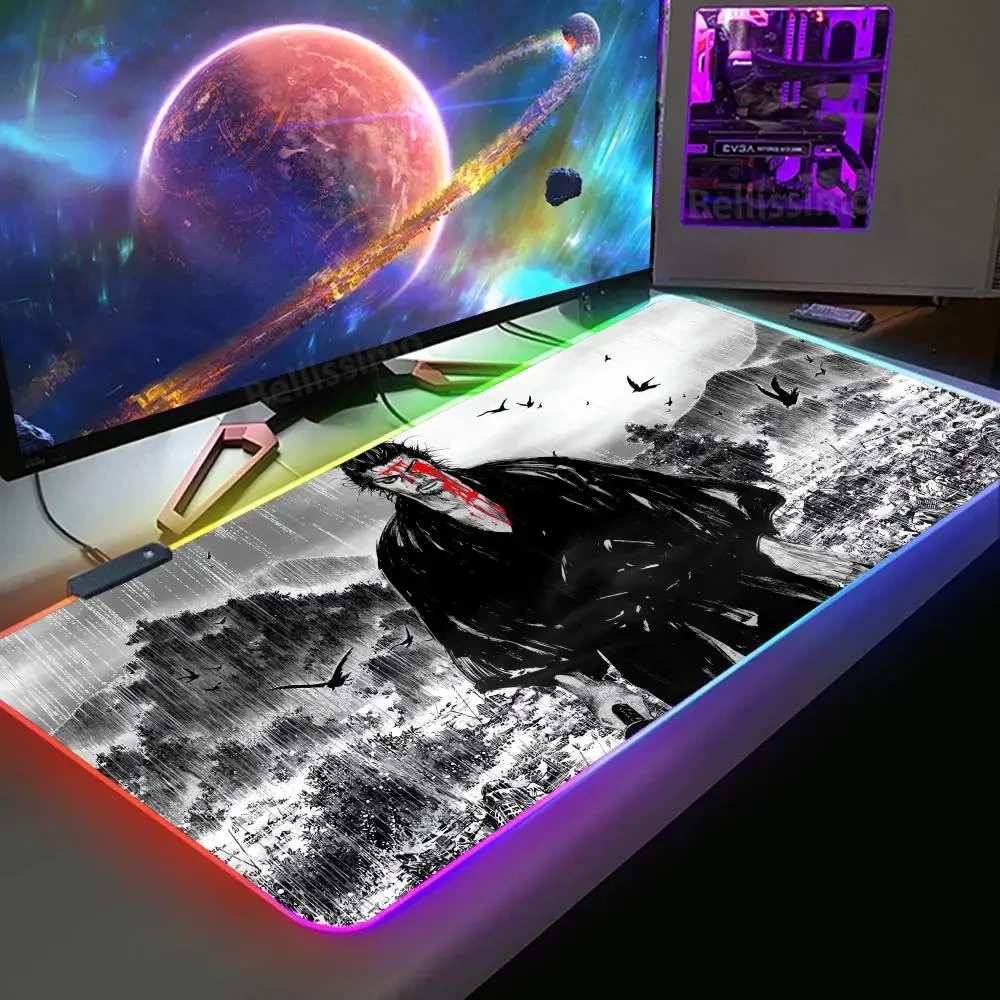 Rgb Deskmat  Anime Gamer Gaming Table Keyboard Comic Vagabond Miyamoto Musashi Mouse Pad Pc Complete HD print Office Company Mat