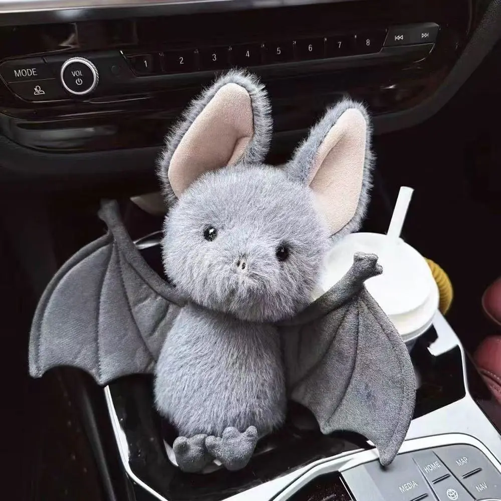 Cute 22cm Bat Plush Toy Soft Stuffed Cartoon Bat Plushies Grey Funny Design Bat Stuffed Animal Halloween Decoration