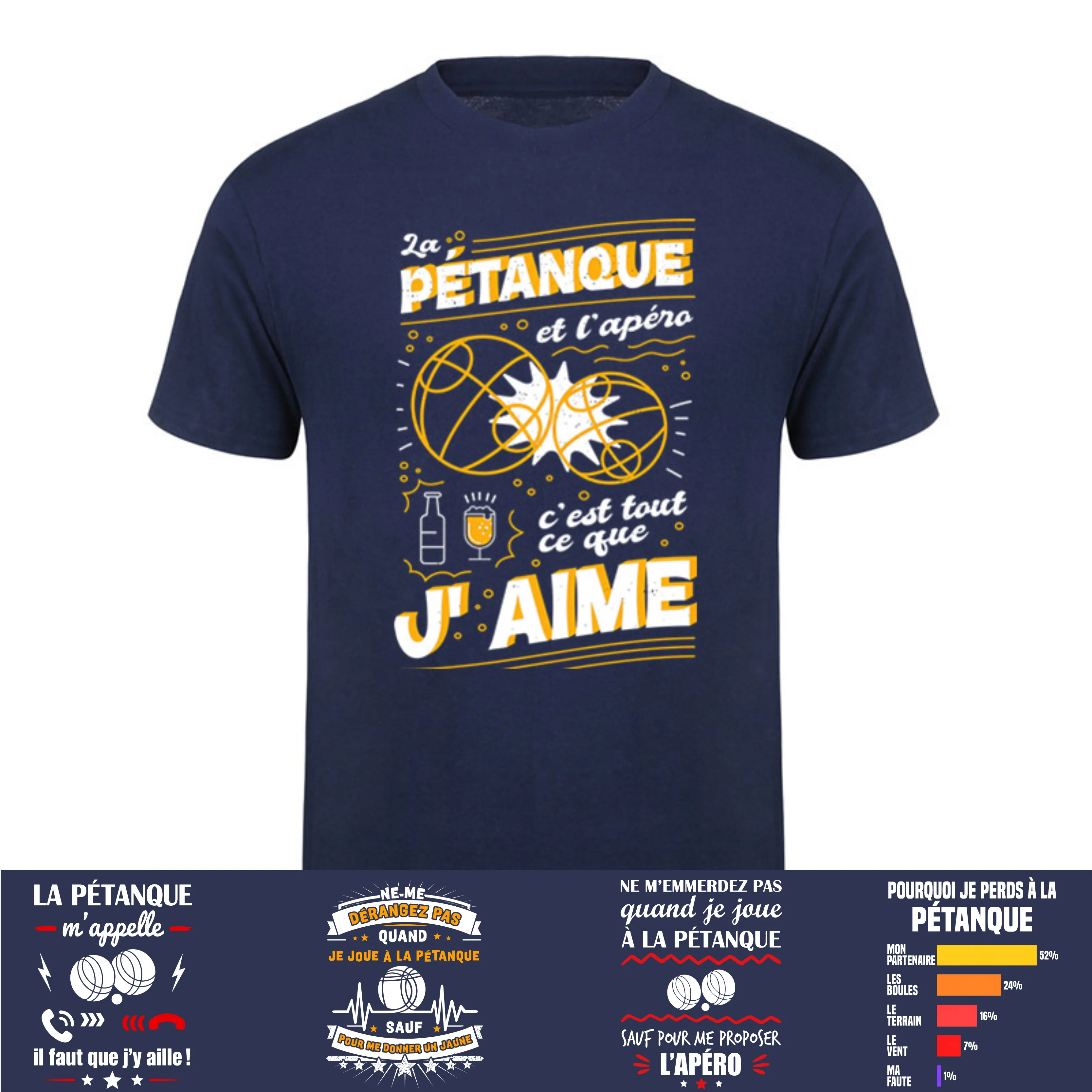Summer Clothing In French - Lustiges Pétanque Bowler Boules Petanque T-Shirt