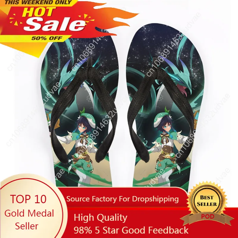 Women Genshin Impact Hot Game Flip Flops Anime Ladies Brand Designer Slippers Manga Indoor Flat Sandals For Girl