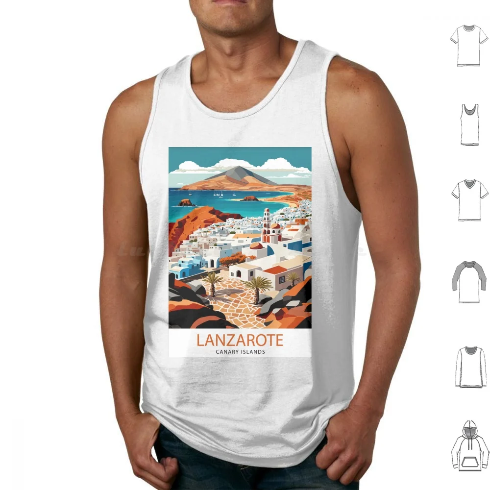 Lanzarote Poster Spain Travel Tank Tops Vest Sleeveless Lanzarote Spain Travel Tag Airport Planes Plane Travel