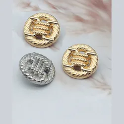 20PCS Of Hollow Twine Metal Buttons For Plush Coat Sweater Buckle Round Decorative Buttons