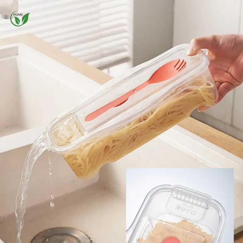 Olla de Pasta para microondas con colador, vaporizador de Pasta resistente al calor con tapa, caja de cocina para fideos finos, accesorios de cocina, 1 unidad