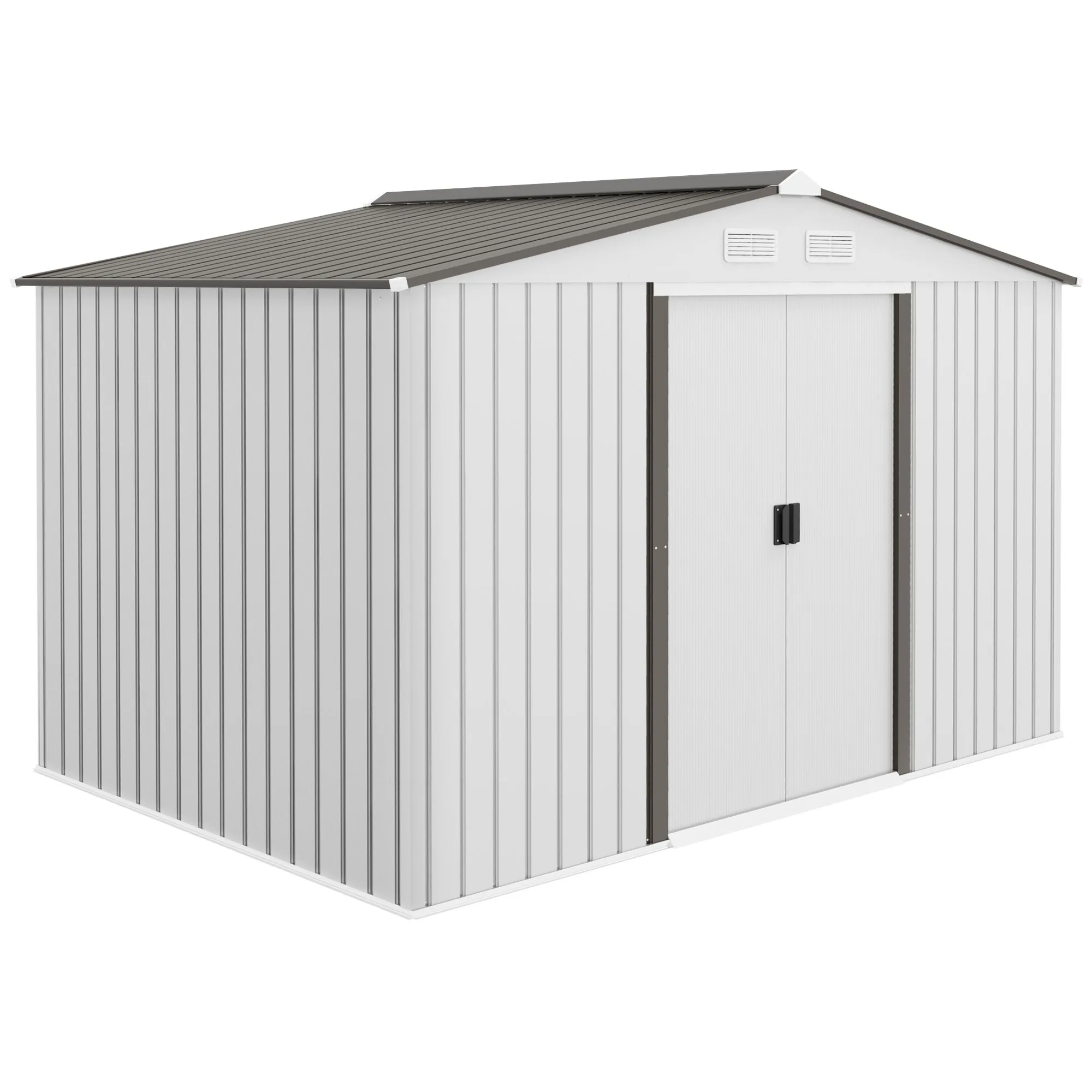 Outsunny Outsunny Caseta de Jardín 277x195x192 cm Cobertizo de Exterior Metálico para Almacenamiento de Herramientas Plata y Gris