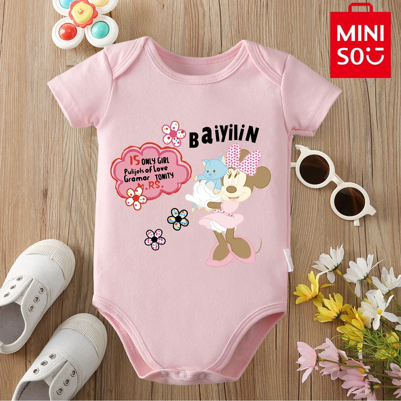 

MINISO&Disney Jointly Signed Mickey Mouse 100% Cotton Baby Clothe Onesie Bodysuit Cute Cartoon Print for 0 To 12 Months Newborn