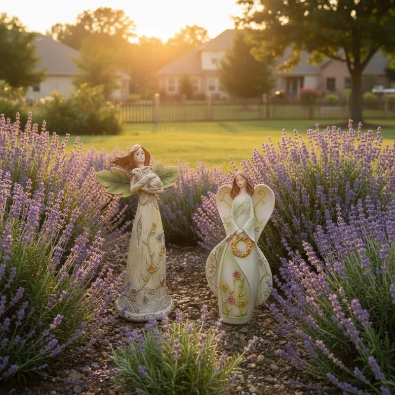 1 PC Angel Holding Rabbit Resin Figurine Ornament, Made Of Eco-friendly Resin Artistic Narrative Scene Decoration Interior Craft
