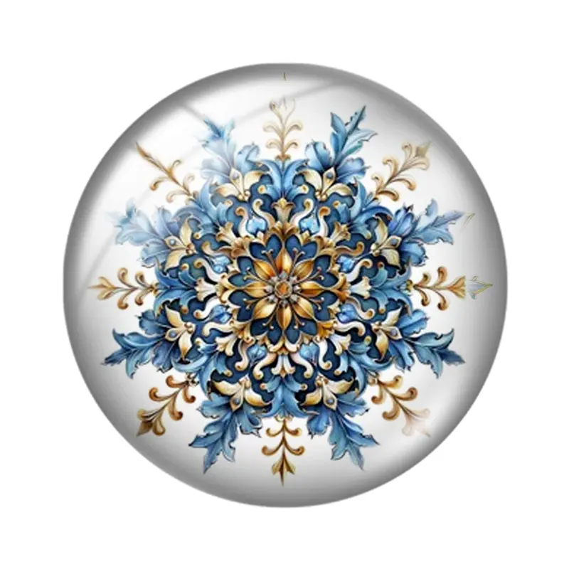 Snowflakes   12mm/16mm/18mm/20mm/25mm Round photo glass cabochon demo flat back Making findings keychain