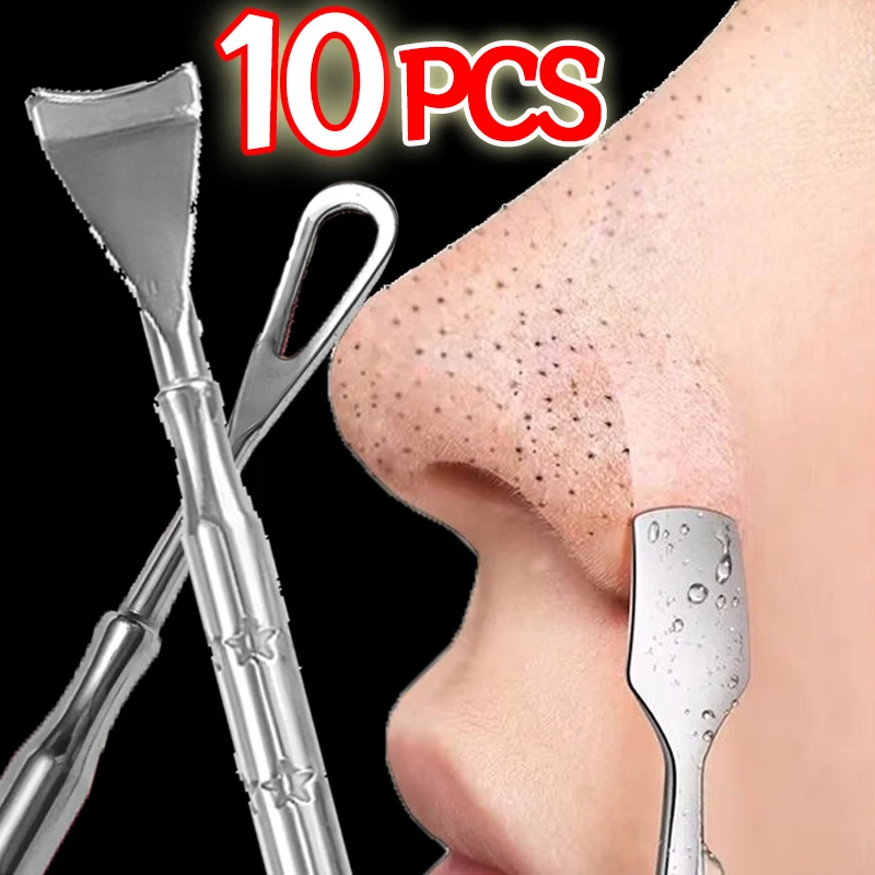 Double Head Blackhead Scraper Remover Pimple Popper Tools Acne Needle Removing Whitehead Popping Nose Facial Blemish Extractor