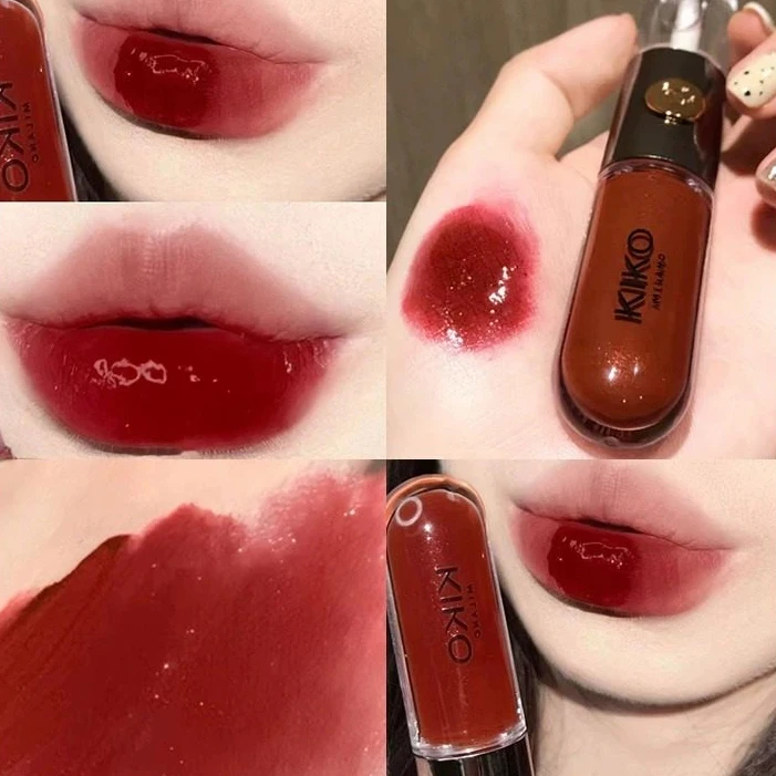 Kiko Unlimited Double Touch Liquid Lipstick Transparent Mirror Lip Gloss Oil Sexy Rich Paste Naked Milk Tea Currant Red Makeup