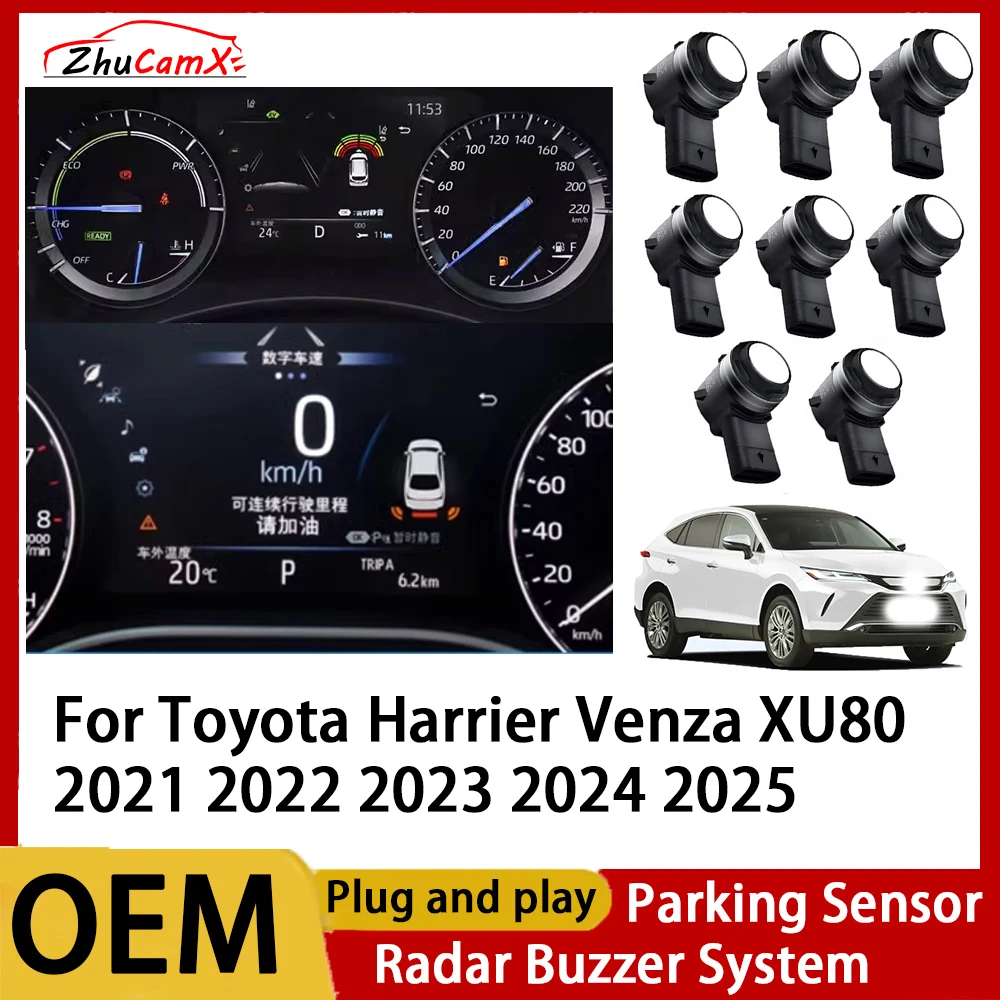 ZhuCamX Front Rear Parking Sensor Assistance Backup Radar Buzzer System for Toyota Harrier Venza XU80 2021 2022 2023 2024 2025