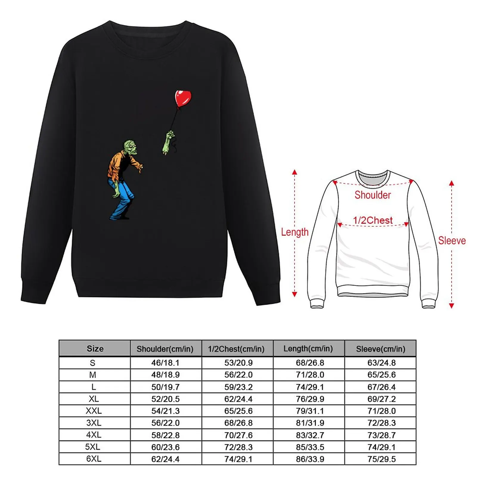 Sad Zombie with Balloon Sweatshirt mens designer clothes sweatshirts men