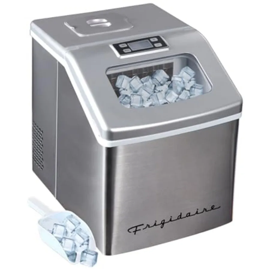 EFIC452-SS - Cubitera Cuadrada de Acero Inoxidable Transparente Extra Grande de 40 Libras, Duradera y de Gran Capacidad para Uso en el Hogar o Bar