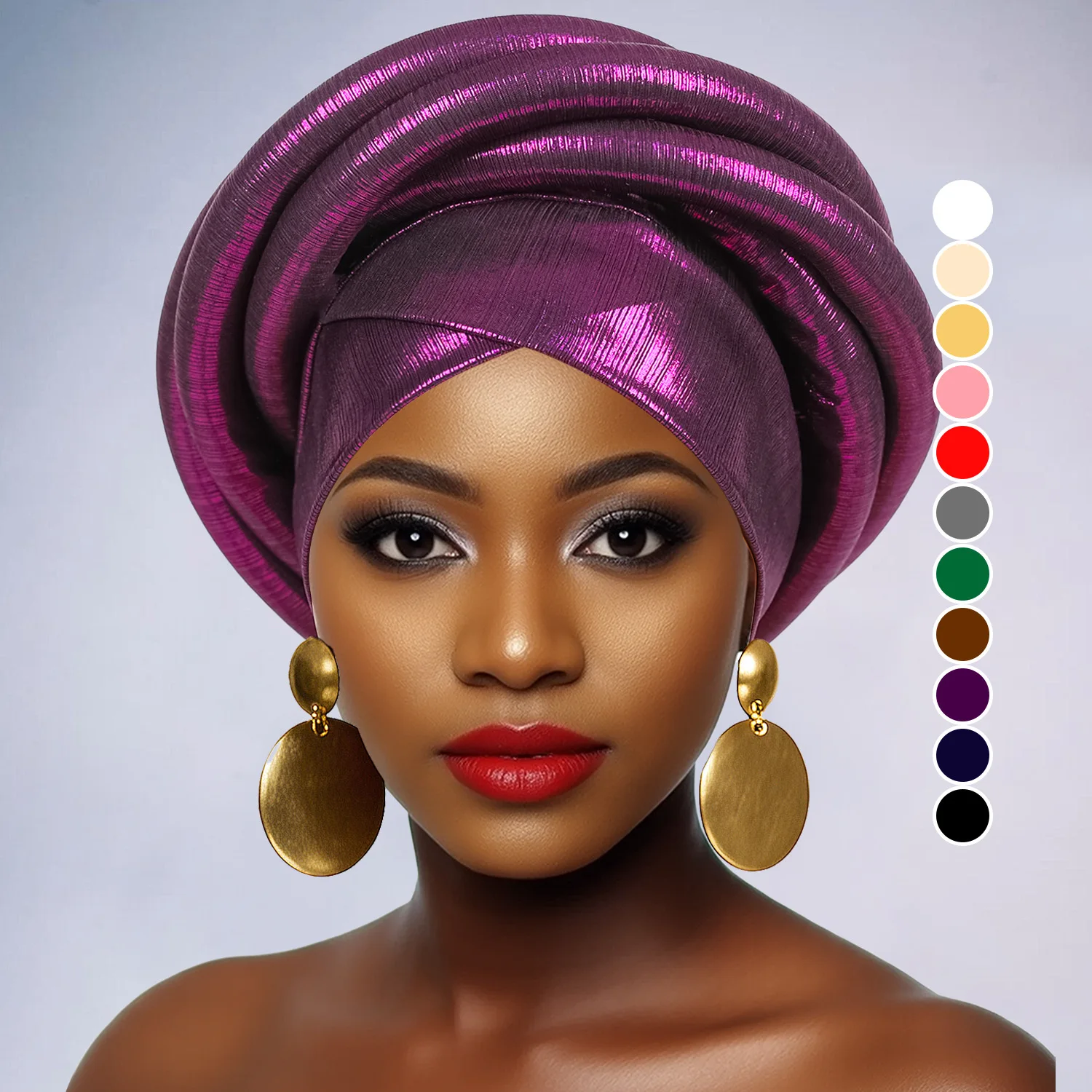 

Shining African Women Turban Cap Elastic Twisted Braid Headtie Auto Gele Female Head Wraps Wedding Party Headpiece Bonnet