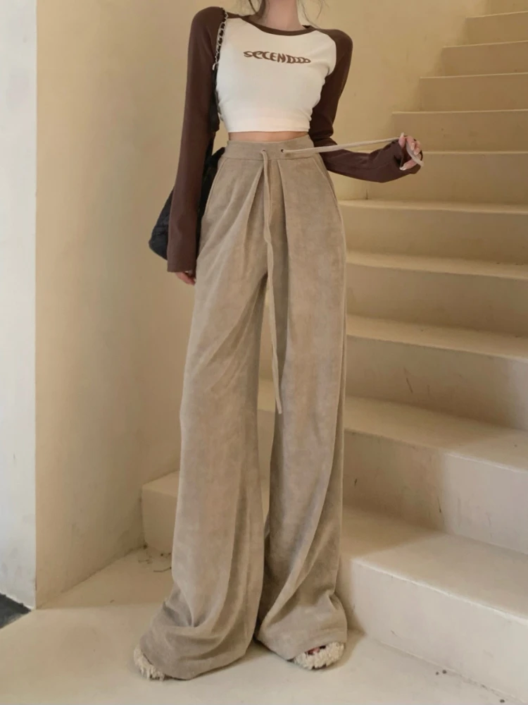 

High Waist Baggy Pants Women Street Fashion Casual Floor Length Ladies Sweatpants Solid Loose Trousers Autumn 2022 Streetwear