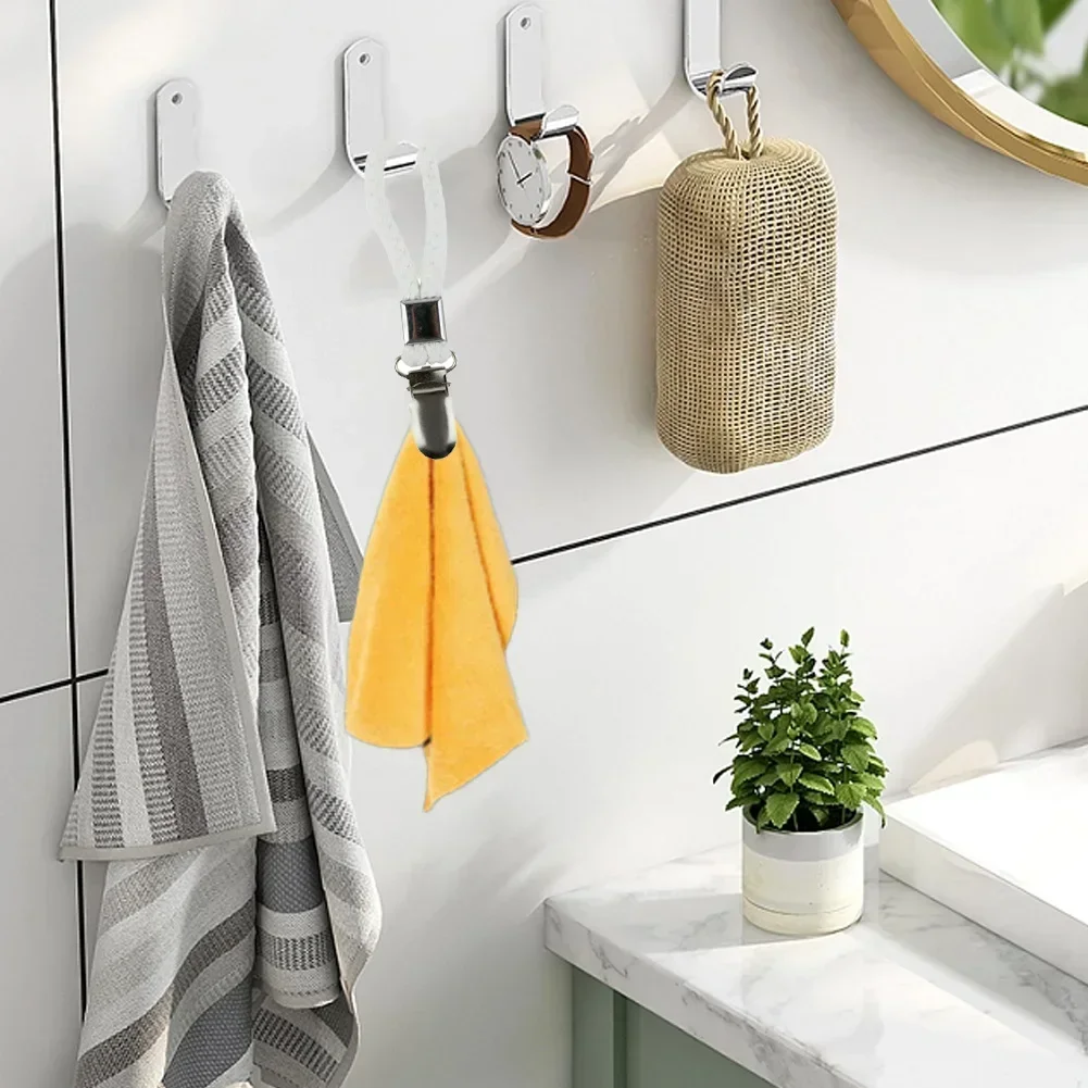 4/8/12Pcs Tea Towel Hanging Clips Clip On Hooks Loops Hand Towel Hangers Hanging Clothes Pegs Kitchen Bathroom Organizer