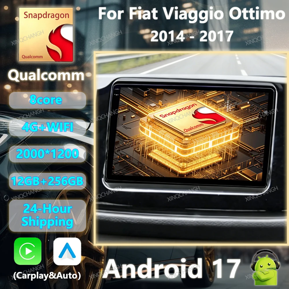 Android 17 Car Radio Carplay Auto For Fiat Viaggio Ottimo 2014 - 2017 GPS 2DIN 4G LTE 5G WIFI Head Unit Multimedia Video Player