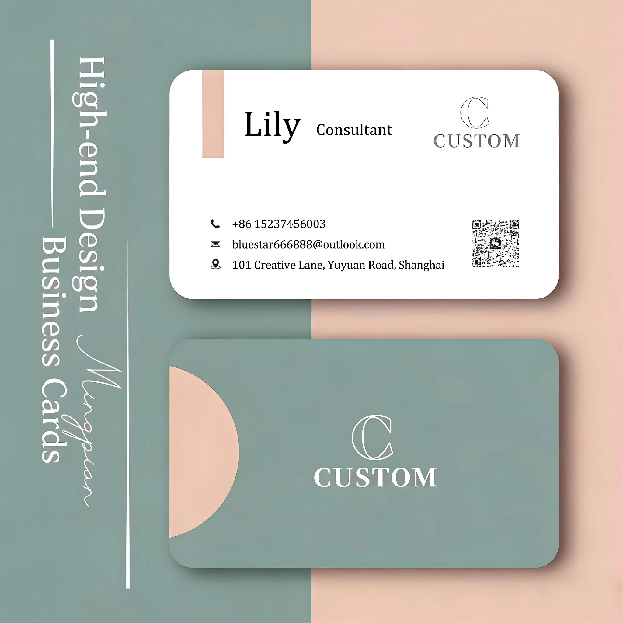 맞춤형 감사 카드, 명함, 양면 인쇄, 로고로 개인화, 결혼식, 선물, 기업 행사용