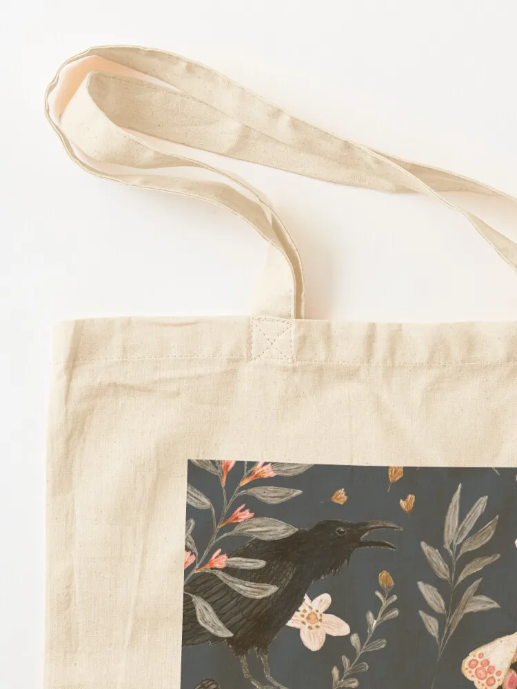 Black Crow and Butterflies Tote Bag Women's beach bags hand bag ladies cloth bag woman Fabric
