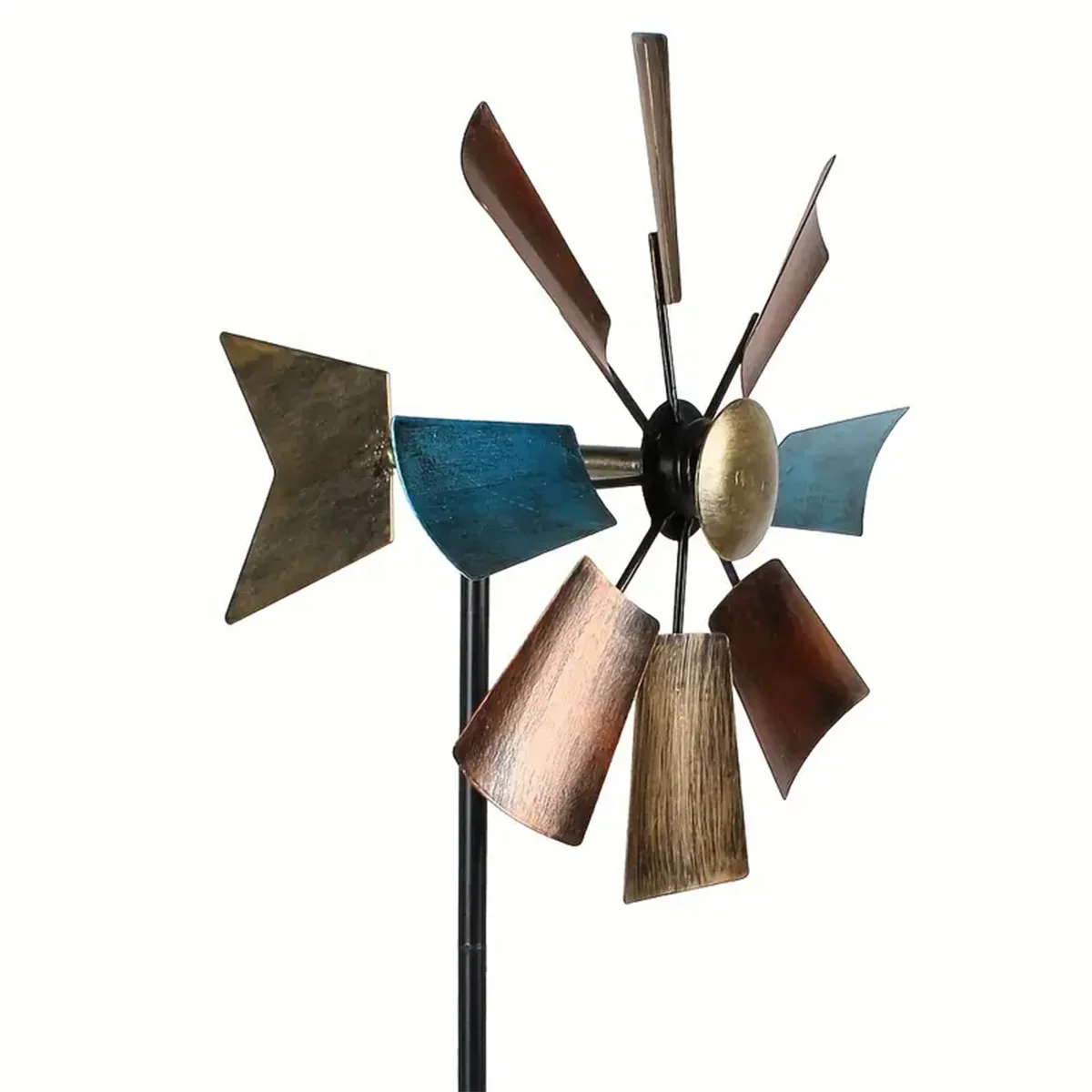 1pc Metal Windmill With Garden Stake, 360° Rotating Wind Power Toy, For Outdoor Patio Lawn Yard Garden Decoration, Metal Crafts