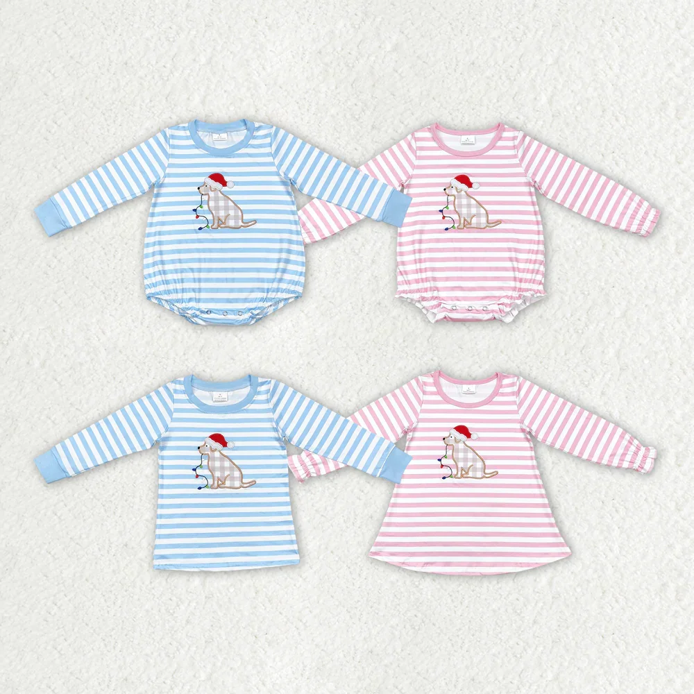 

GT0659 Wholesale New Arrival baby girl clothes Embroidered Christmas pink long sleeve top Summer Boutique kids clothes boy top