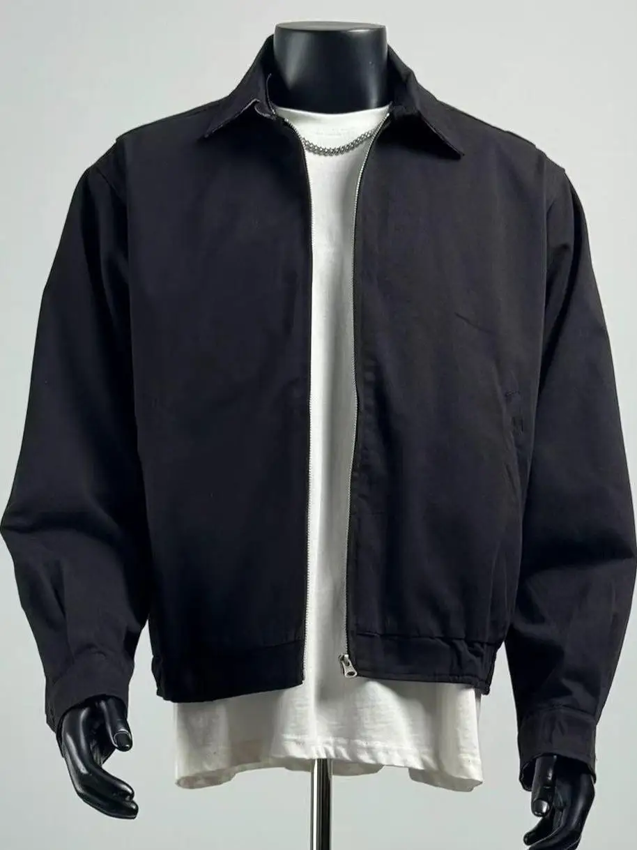 

New American Sle Zipper Pilot Jaet Men's Spring Autumn High Faion Simple Sli Top Coat Loose Fit ort Sve