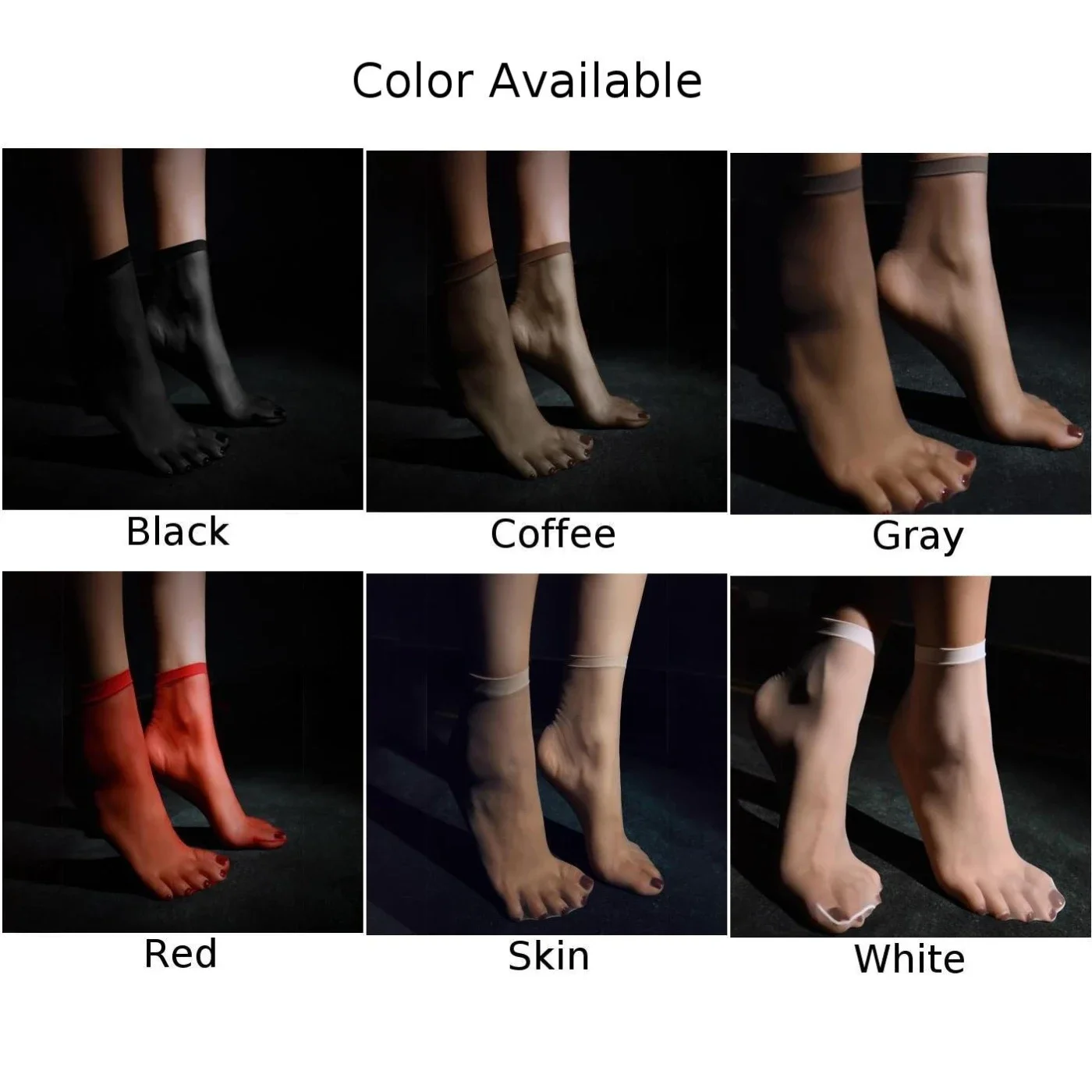 Short Stockings Women Socks Daily Leightweight Nylon Sexy Sheer Solid Transparent Ultra-thin 3 Pairs Accessories