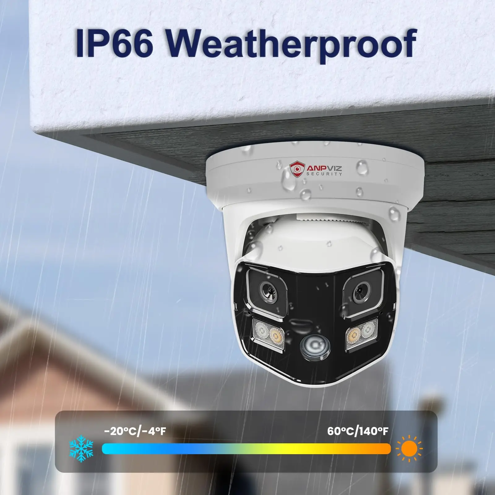 Anpviz 4K Dual Lens PoE IP Turret Camera Outdoor 180° Panoramic Wide Angle Smart Dual Light Human/Vehicle Detection IP67 WDR P2P