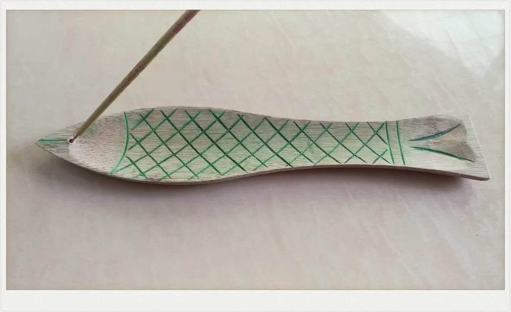 

Wooden Bamboo Vintage FISH Incense Burner Yoga Bar Decor Arts