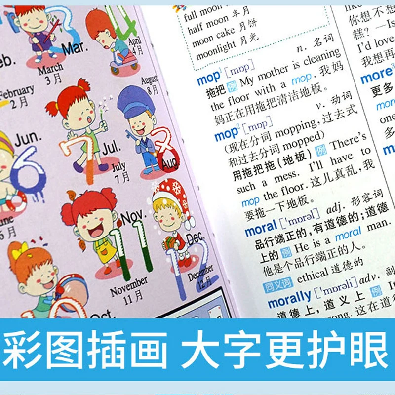Primary School color picture edition English Chinese reference book full function dictionary English word covers vocabulary book