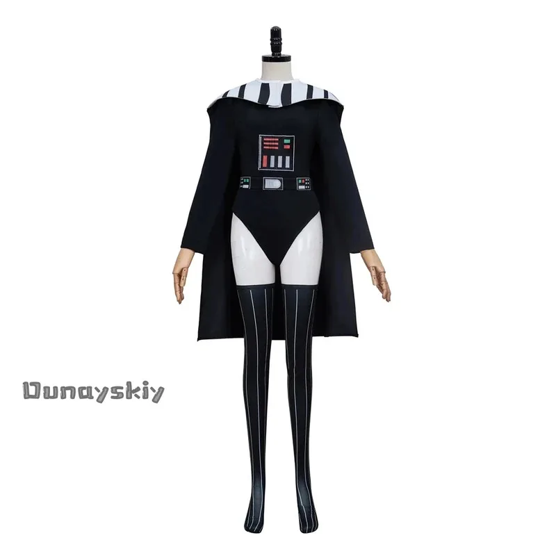 

2025 11 Darth Vader Cosplay Costume Sexy Women Jumpsuit with Shawl Movie Anime Role-playing Zentai Suit Party Masquerade Tights