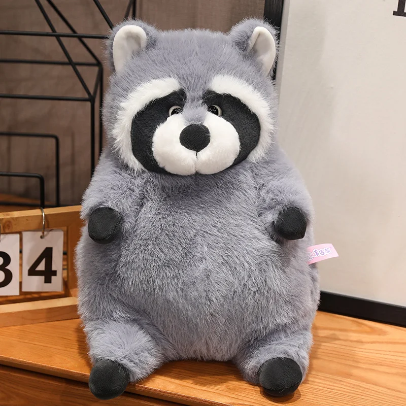 20-45cm Kawaii Fat Raccoon Plush Doll Grey Round Raccoon Animal Plush Toy Super Soft Christmas Birthday Gift for Boys and Girls