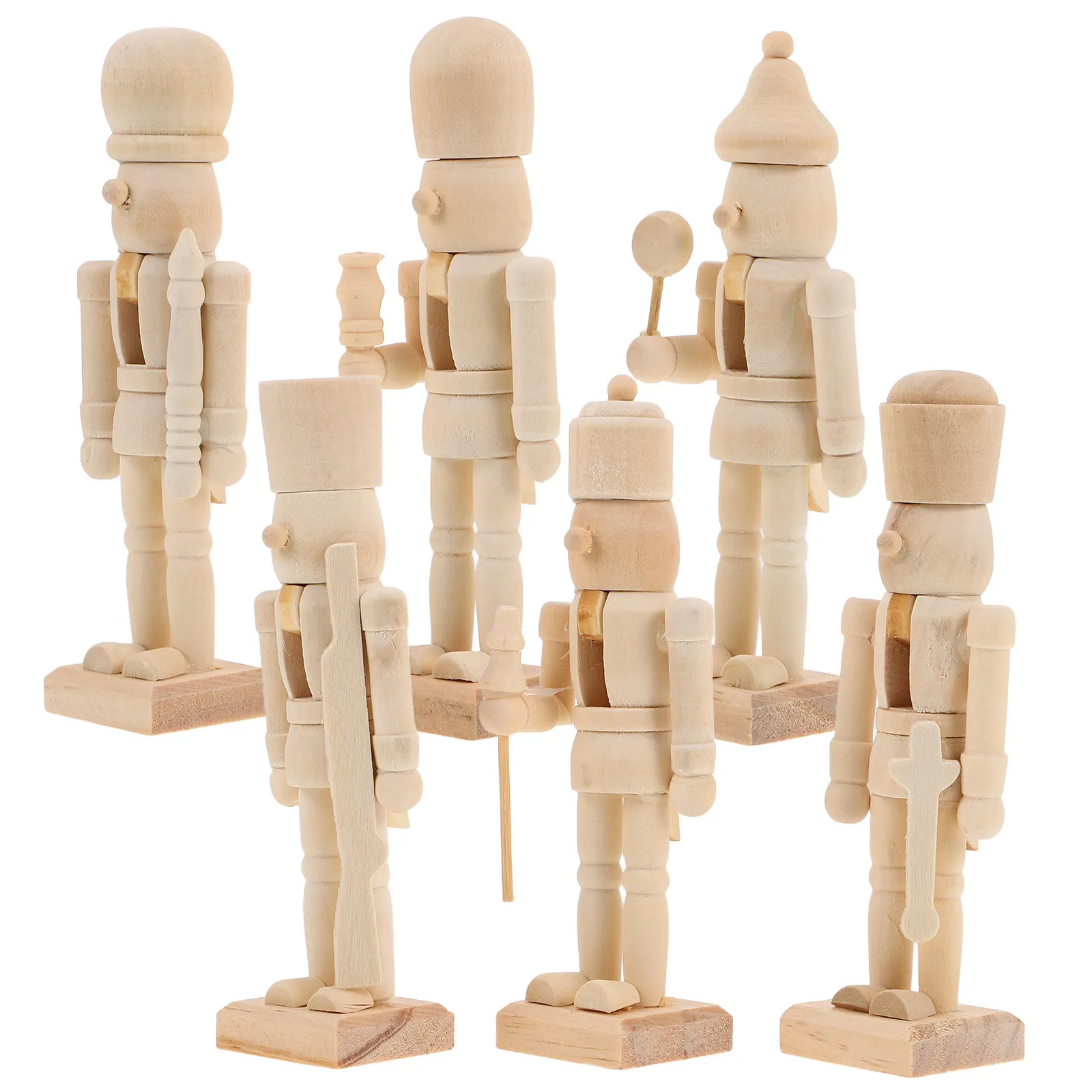 6pcs-unpainted-wooden-nutcracker-soldier-diy-craft-kit-for-christmas-decoration-handmade-ornament-wooden-craft-supplies
