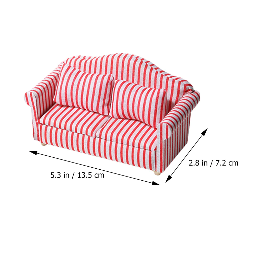 3 Pcs Living Room Sofa Set Miniature Couches Model Small Furniture Toy Cotton Fabric Decor Individual Wardrobe Door Magnet