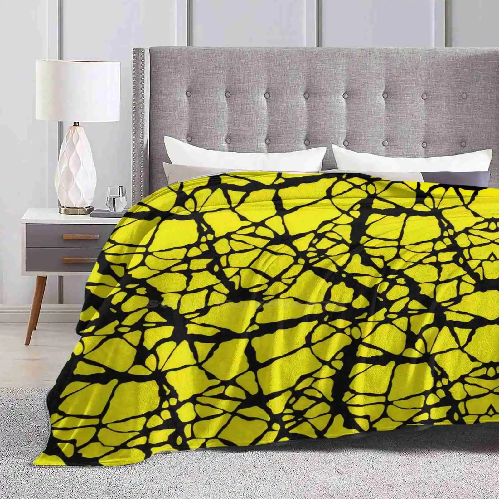 Abstract Yellow Cracks Pattern Blanket Soft Warm Travel Portable Blanket Seamless Pattern Fruits Blue Green Red Yellow Lemons