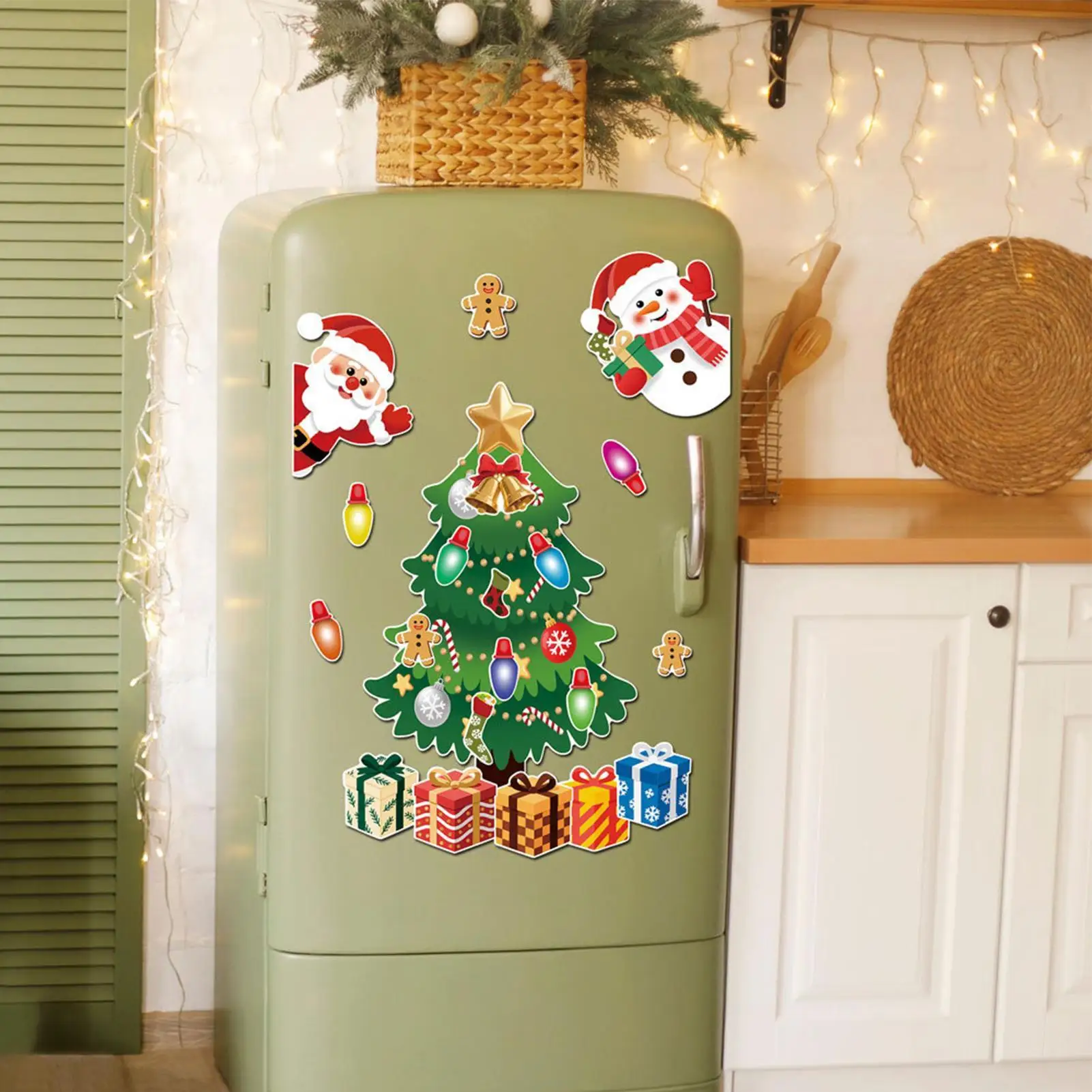 Christmas Fridge Magnets Santa Claus Tree Bell Holiday Christmas Garage Door Magnets Fridge Decor For Whiteboard Kitchen Cabinet
