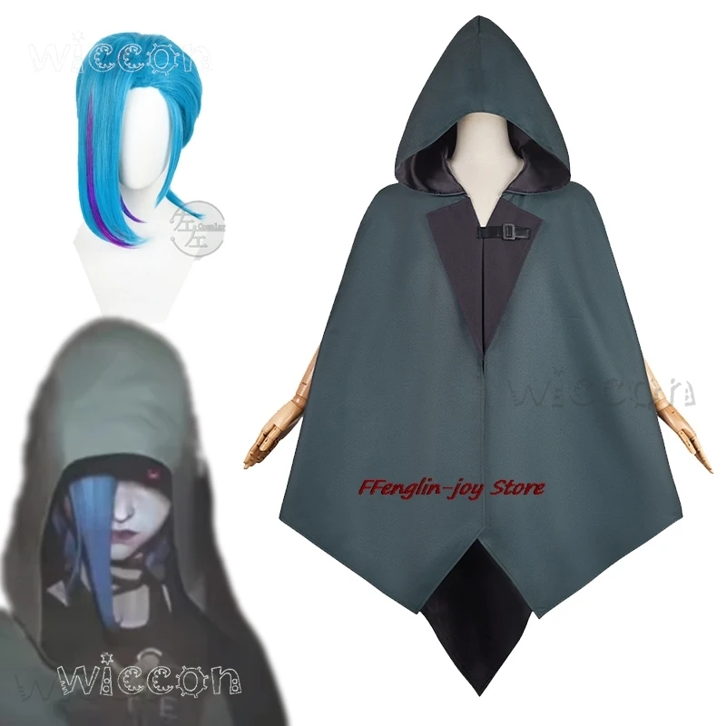 LOL Arcane S2 Jinx Powder Cosplay Hooded Cape Costumes Wig Hat  Cloak Women Jinx League Of Legends Anime Game Halloween Party