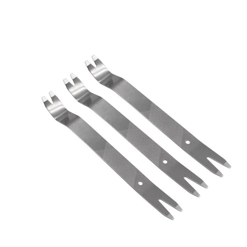 1pc de aço inoxidável metal carro ferramenta de pry ferramenta de remoção de guarnição automática porta painel clipe remoção para veículo traço rádio instalador áudio
