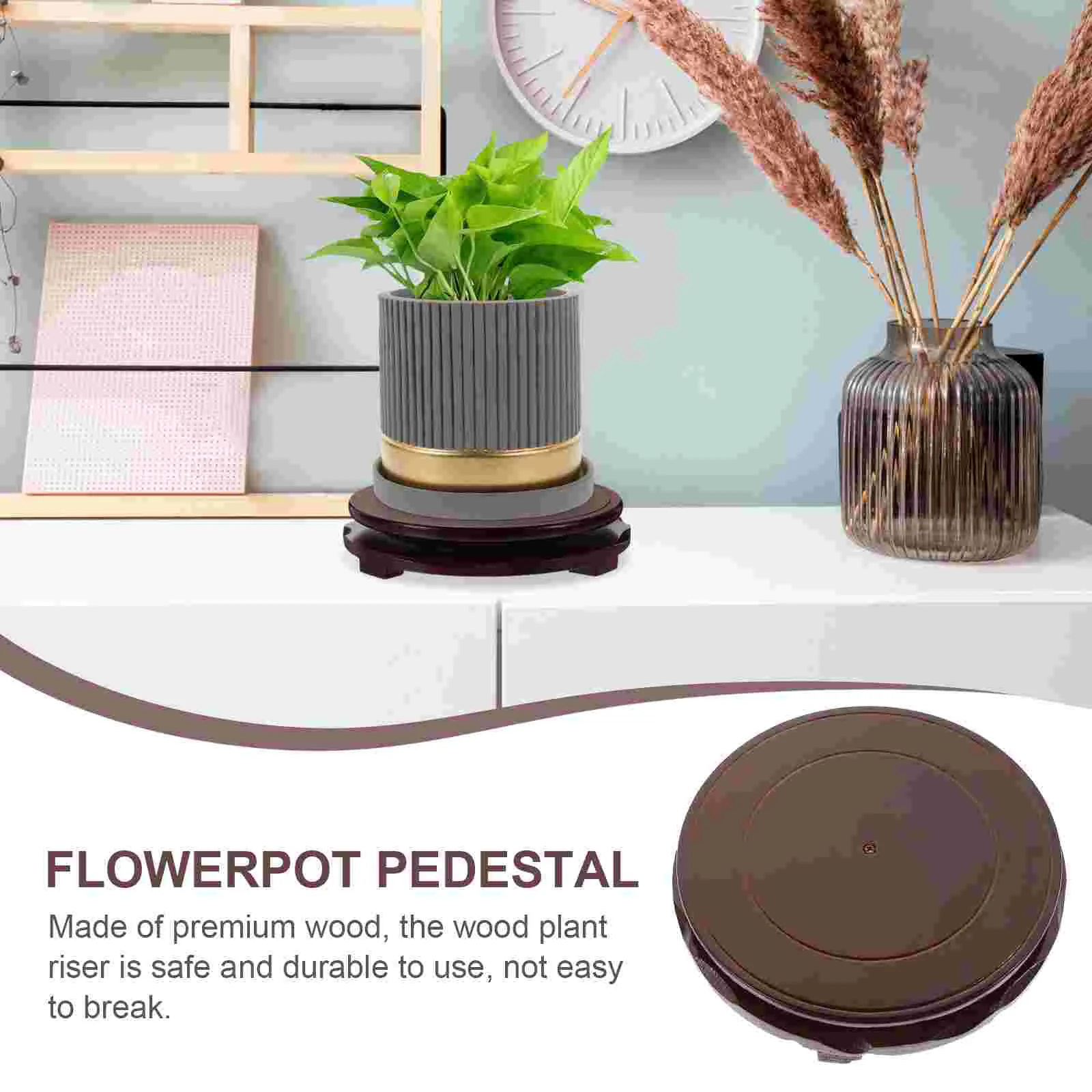 Wooden Rotating Tray Plant Craft Base Trays for Decor Decorate Bonsai Desk Stand Display Statue Round Flower Pot