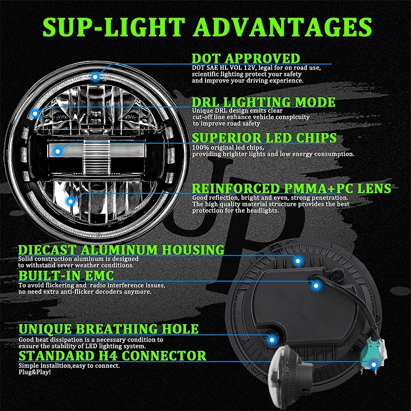 7 Inch Led Head Light Classic Universal Other Motor Cycle Motorcycles Accessories De Motocicleta Para Moto Headlights for Harley