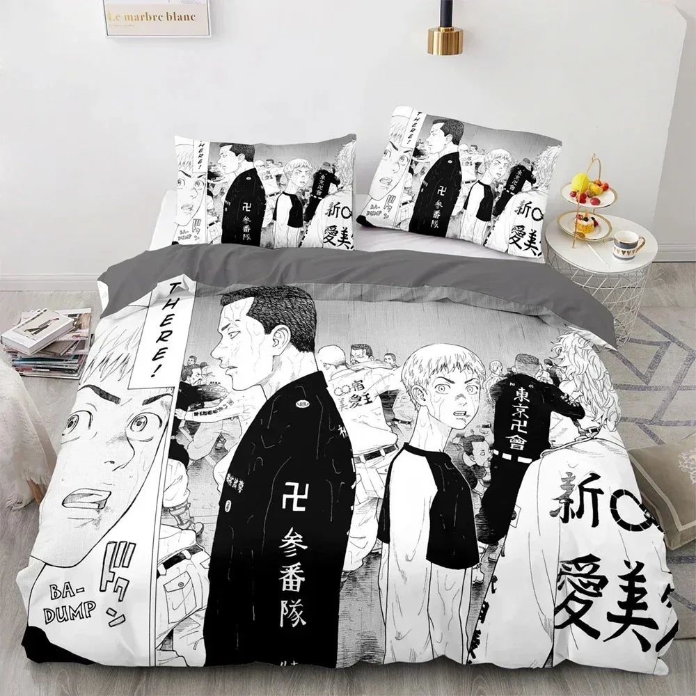

3D Print Tokyo Avengers Bedding Set Anime Manjiro Sano Duvet Cover Double Twin Full Queen King Adult Kids Quilt